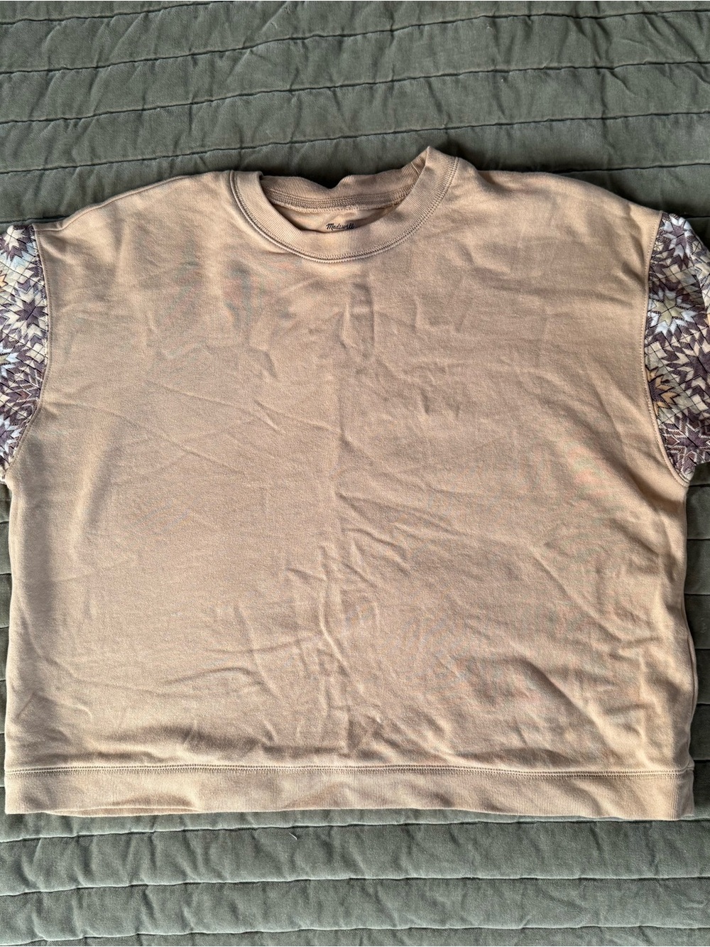 Madewell Girls' Cream Sweatshirt with Floral Sleeve Panels